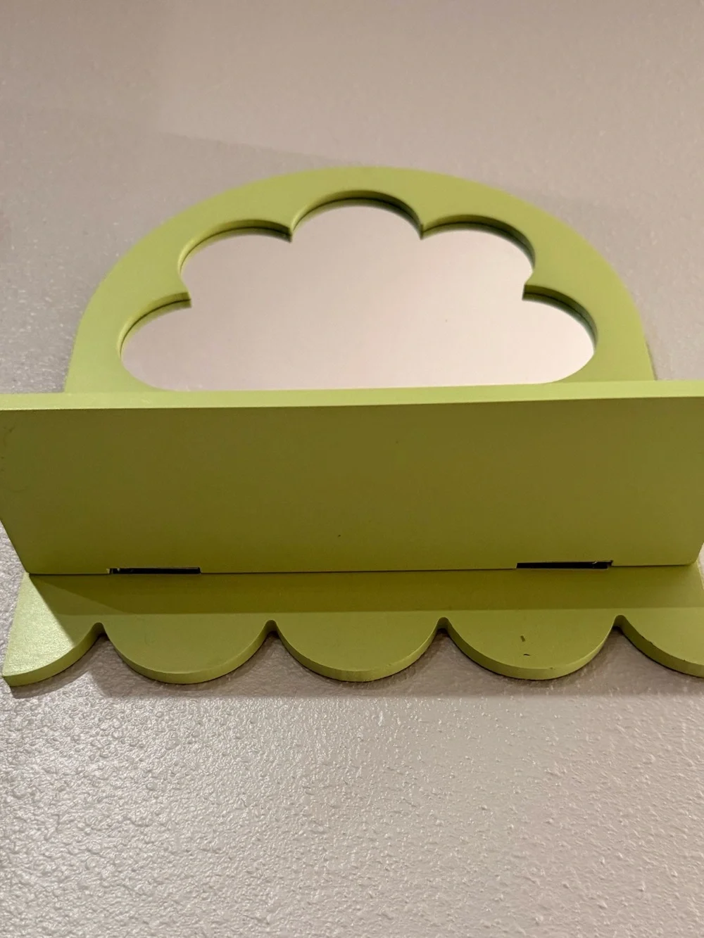 Lime Green Cutout Wall Mirror with Shelf